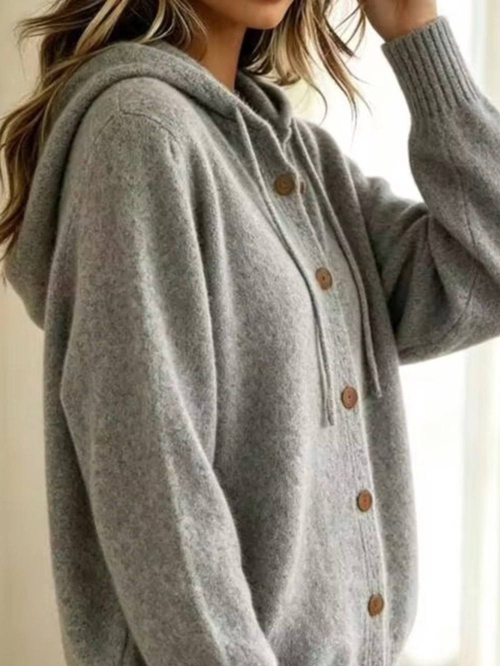Stunning Button Down Sweater With Hood